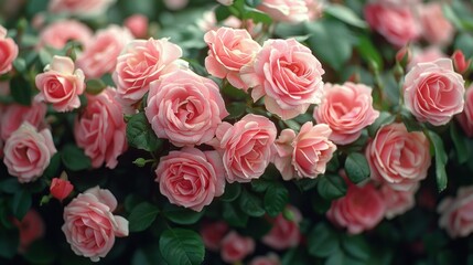 A Cluster of Delicate Pink Roses