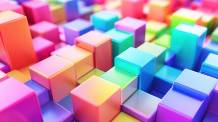 Abstract Colorful Cubes Arrangement
