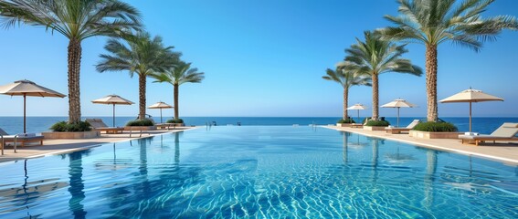 Obraz premium an outdoor swimming pool at the beach