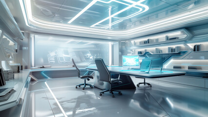Futuristic Workspace: A Modern Office for the Digital Age