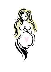 Pregnant woman, stylized symbol, pregnancy concept


