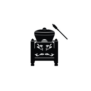 Traditional musical instrument logo illustration, gamelan kethuk silhouette is suitable for music shops and communities