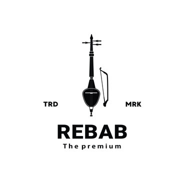 Traditional musical instrument logo illustration, gamelan rebab silhouette is suitable for music shops and communities