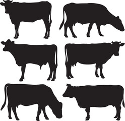 silhouettes of cows on a white background