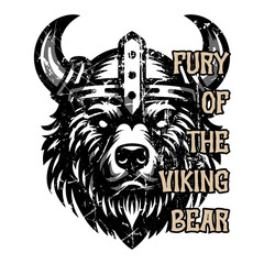 Stylish Viking Bear Mascot Design for T-Shirts and Badges
