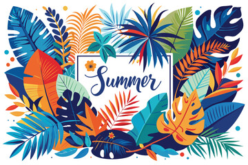 summer abstract vector background design with colorful tropical leaves. can be used for poster design template, sale banner.