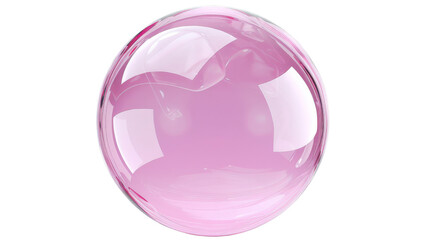 Obraz premium A glossy pink bubble with smooth reflections and a transparent surface. Isolated on transparent background