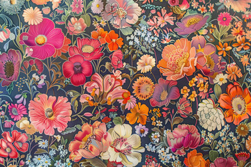 pattern di boquet di fiori su stoffa, stile retr&ograve;