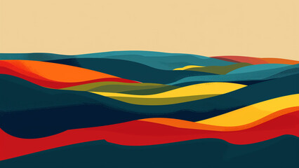 Fototapeta premium Colorful Horizons: A Simple Design of the American Landscape