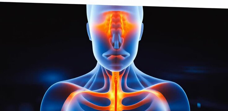 X-ray view of human body with glowing organs