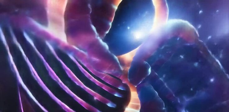 Glowing DNA strand with futuristic lights