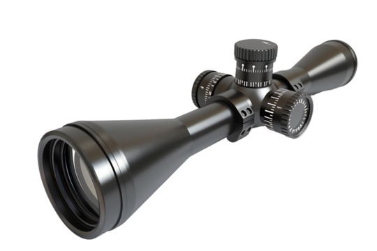 black rifle scope isolated on transparent background