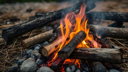 Close up of a campfire
