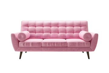 modern pink sofa isolated on transparent background