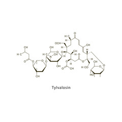 Physostigmine  flat skeletal molecular structure Acetylcholinesterase inhibitor drug used in Glaucoma treatment. Vector illustration scientific diagram.