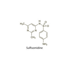 Fototapeta premium Apraclonidine flat skeletal molecular structure Alpha-2 Agonist drug used in Glaucoma treatment. Vector illustration scientific diagram.
