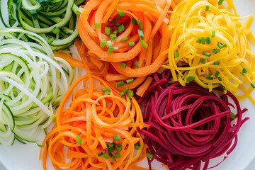Colorful, Vibrant, Nutritious Spiralized Vegetable Dishes Great for Salads LowCarb Diets
