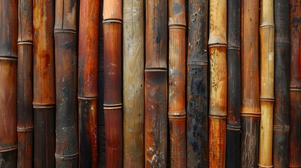 Obraz premium Natural bamboo stalks in vertical alignment. Close-up photography for design and print.