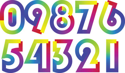 Colorful gradient set with number from 1 to 12, 3d realistic golden balloon number set for decoration design, numbers symbol set