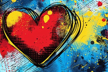 heart comic pop art abstract background