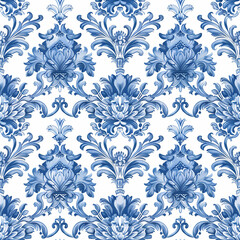 Blu royal pattern on white backround, regency style