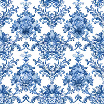 Blu royal pattern on white backround, regency style
