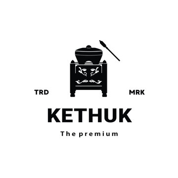 Traditional musical instrument logo illustration, gamelan kethuk silhouette is suitable for music shops and communities