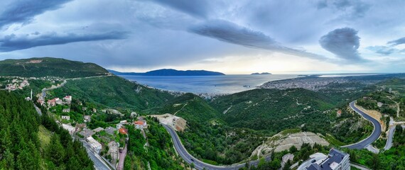 Aerial image of Vlora's landscape from Kanina Castle nearby 