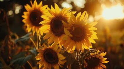 Fototapeta premium Sunflowers in full bloom photographed during the day