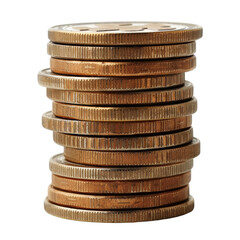 Single coin stack on white background