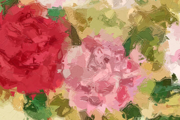 Oil paintings and various flowers, roses, peonies, birds, and chrysanthemums are beautiful