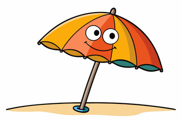 cartoon seaside umbrella vector illustration