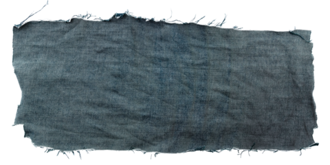 Piece of torn denim on a white background. Denim texture