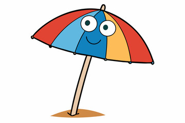 cartoon seaside umbrella vector illustration