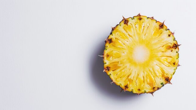 Isolated Pineapple Fruit Slice on White Background