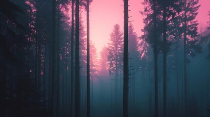 sunset in the forest 