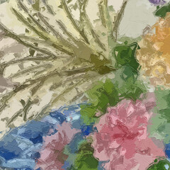 Oil paintings and various flowers, roses, peonies, goldfish, chrysanthemums, and birds are beautiful