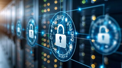 Cryptic data transformation  encryption symbols showcase information security importance