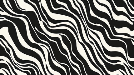 Illustration of a seamless pattern with black and white wavy lines