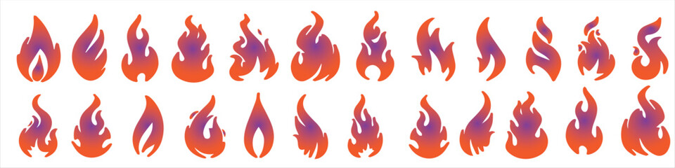 Bonfire flame, sign, bonfire silhouette, fire stencil, tattoo. fire shape, flame stencils, color gradient, element, bright sticker, design with graphic logo symbols, the ability to change color and si