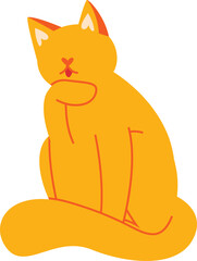 Orange cat vector illustration sitting, whiskers tail, cute simplistic style, isolated white background. Minimalist orange feline design, cartoon kitty, digital art. Simplified drawing domestic cat