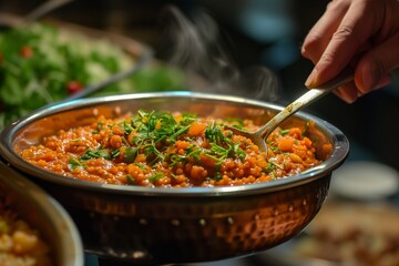 Georgian hot dish sprinkled with herbs