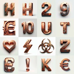 Naklejka premium Сopper corrosion Lettering Typeface. AI generated illustration