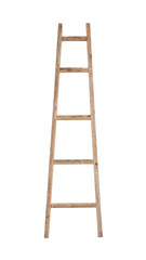 old rough wooden ladder. isolated white background