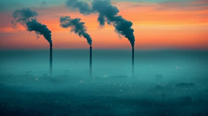 Coal power plant  environmental impact of industrial pollution and atmospheric consequences