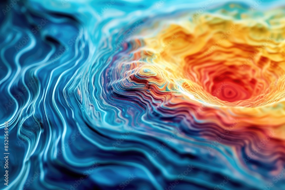 Aufkleber a colorful swirly background with a red center, Examine the behavior of geophysical fluid dynamics