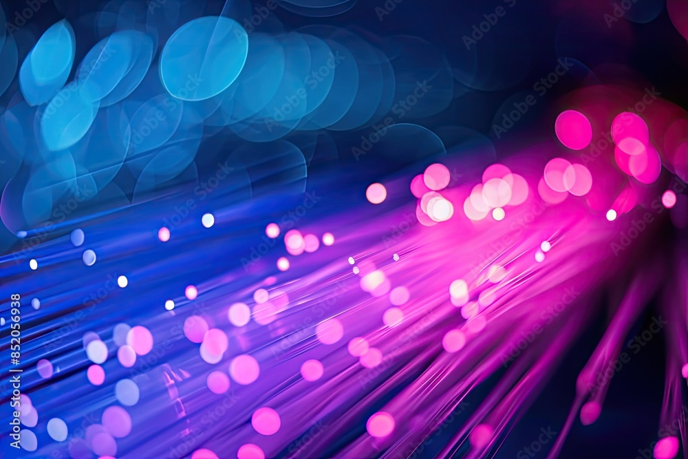 Poster a colorful picture of a bunch of lights, examine the behavior of optical fibers
