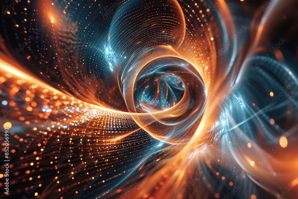 Poster a computer screen with a spiral design on it, Examine the behavior of quantum information