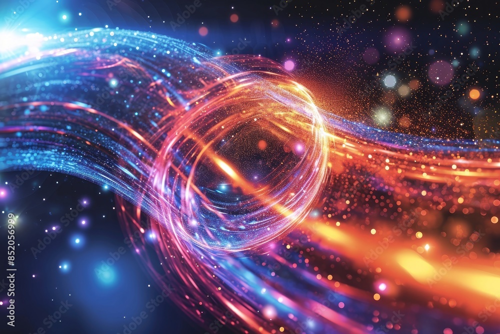 Poster a computer screen with a spiral design on it, Examine the behavior of quantum information