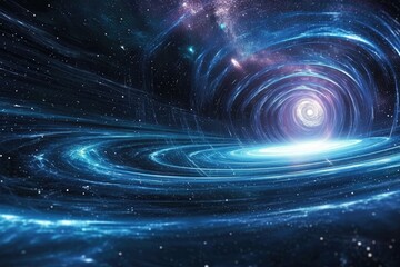 a spiral of light in the center of a black hole, Explore the theory of relativity